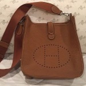 Authentic Hermes Evelyne Taupe Handbag
